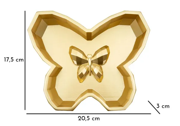 Mauro Ferretti Dekoratívna odkladacia miska Butterfly 20,5 cm zlatá