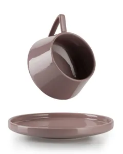 HowHomely Keramická šálka s podšálkou Luna Pink 200 ml ružová