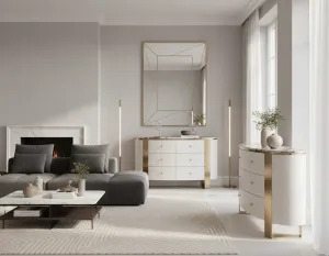 LivinHill Komoda Stilig ST920 140 cm biela/zlatá/mramor