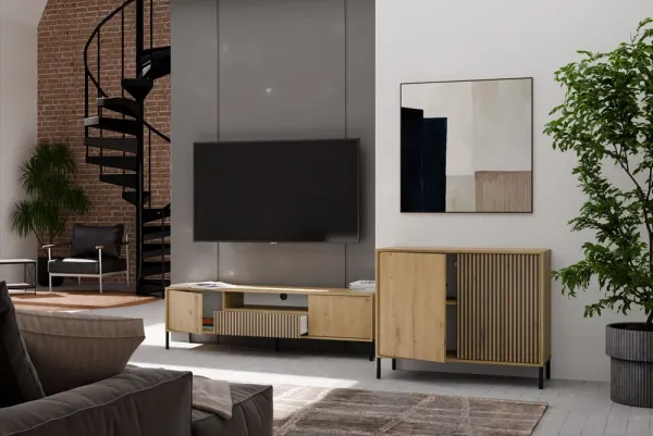 TP Living Komoda Kamaro 2D Slim 103 cm II dub Artisan/čierna