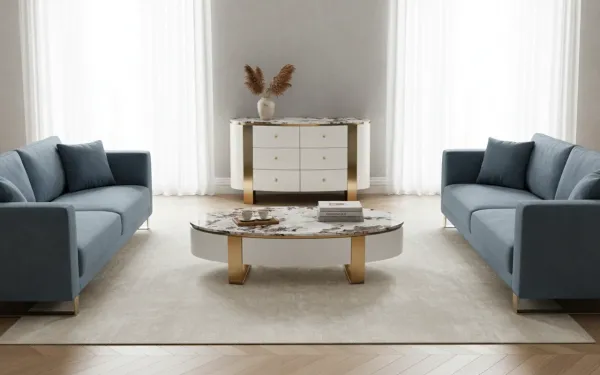 LivinHill Komoda Stilig ST920 140 cm biela/zlatá/mramor