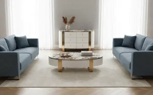 LivinHill Komoda Stilig ST920 140 cm biela/zlatá/mramor