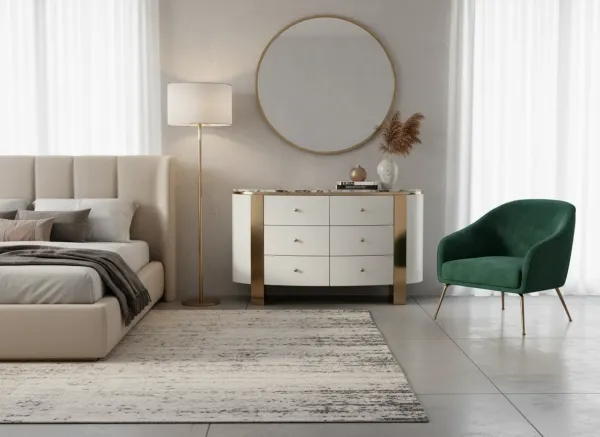 LivinHill Komoda Stilig ST920 140 cm biela/zlatá/mramor