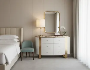 LivinHill Komoda Stilig ST920 140 cm biela/zlatá/mramor