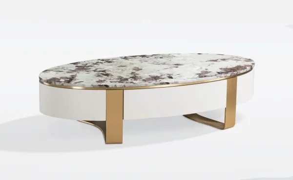 LivinHill Konferenčný stolík Stilig SR923 150 cm biely/zlatý/mramor