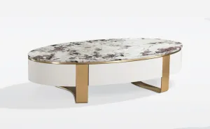 LivinHill Konferenčný stolík Stilig SR923 150 cm biely/zlatý/mramor