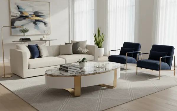 LivinHill Konferenčný stolík Stilig SR923 150 cm biely/zlatý/mramor