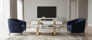 LivinHill Konferenčný stolík Stilig SR923 150 cm biely/zlatý/mramor