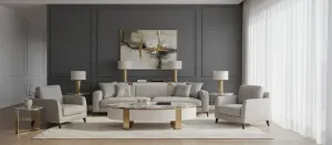 LivinHill Konferenčný stolík Stilig SR923 150 cm biely/zlatý/mramor