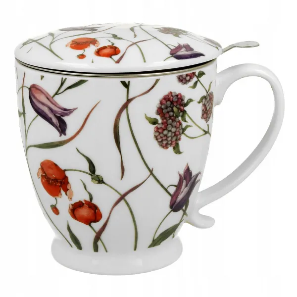 Duo Porcelánový hrnček FLOWER MEADOW 510 ml so sitkom viacfarebný/biely