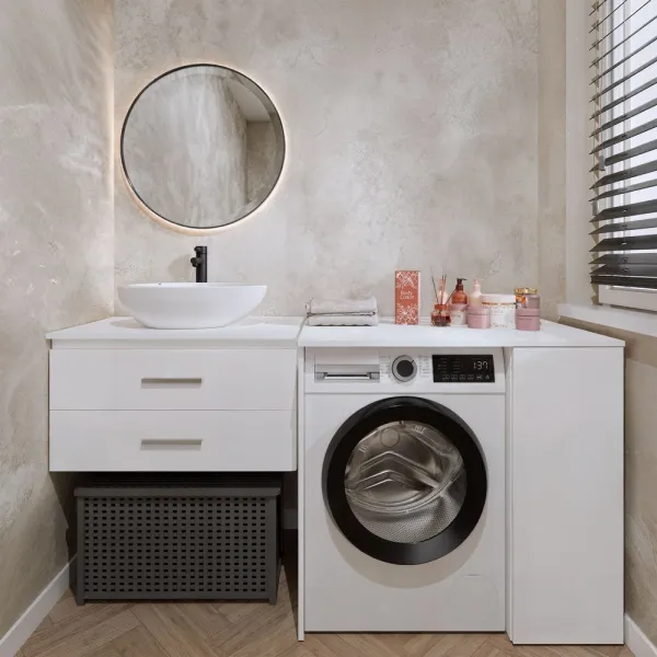 TP Living Kúpeľňová skrinka nad práčku Pola 95 cm biela