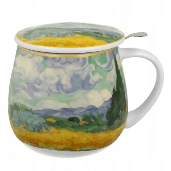 Duo Porcelánový hrnček Van Gogh Wheat Field 430 ml so sitkom viacfarebný