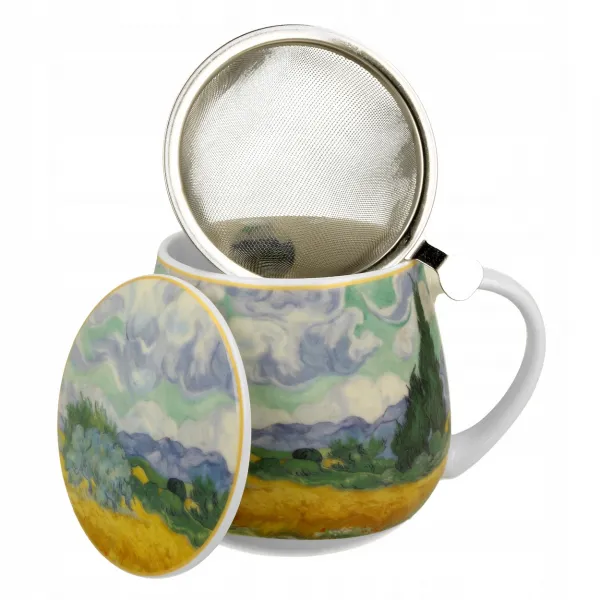 Duo Porcelánový hrnček Van Gogh Wheat Field 430 ml so sitkom viacfarebný