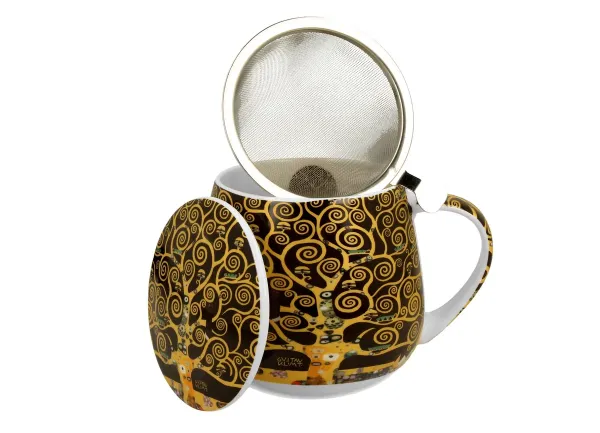 Duo Porcelánový hrnček Klimt Tree Of Life 430 ml so sitkom viacfarebný