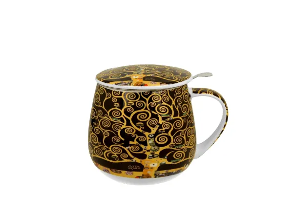 Duo Porcelánový hrnček Klimt Tree Of Life 430 ml so sitkom viacfarebný