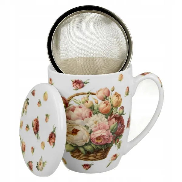Duo Porcelánový hrnček PIWONIE 350 ml so sitkom viacfarebný