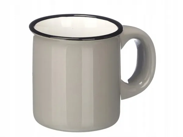 VESSIA Sada 6 ks porcelánových hrnčekov v kovovom stojane VESSI 100 ml sivá