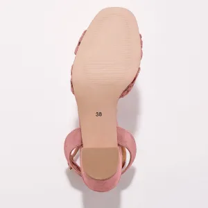 Remienkové kožené sandále na podpätku