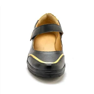 PEDICONFORT Kožené poltopánky s metalickými detailmi a zapínaním na suchý zips
