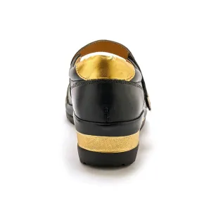 PEDICONFORT Kožené poltopánky s metalickými detailmi a zapínaním na suchý zips
