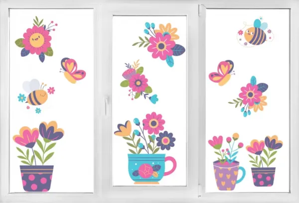 Obojstrannénálepkynaokno–kvetyavčielkyŠírka:30cm|Dĺžka:50cm