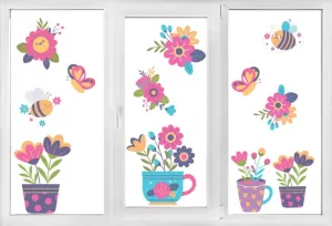 Obojstrannénálepkynaokno–kvetyavčielkyŠírka:30cm|Dĺžka:50cm
