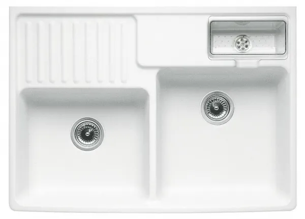VILLEROY & BOCH VILLEROY & BOCH - Keramický drez Double-bowl sink Stone white modulový 895 x 630 x 220 bez excentra 632391RW