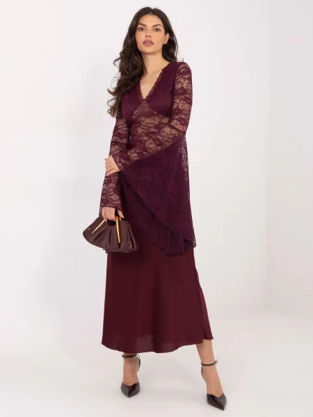 Čipkovaná blúzka v burgundy farbe