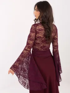 Čipkovaná blúzka v burgundy farbe