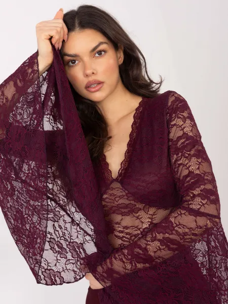 Čipkovaná blúzka v burgundy farbe
