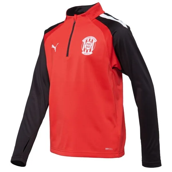Puma TEAMLIGA 1/4 ZIP TOP JR Detská futbalová mikina, červená, veľkosť