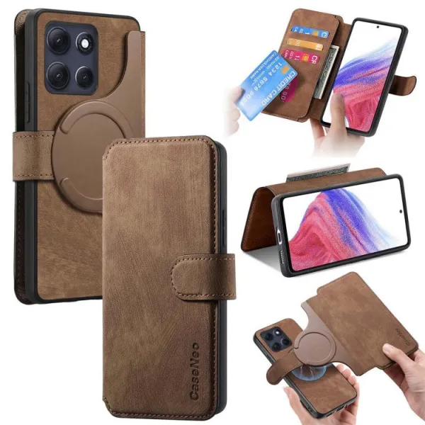 CASENEO Peňaženkové puzdro pre Motorola Moto G86 Power 5G hnedé
