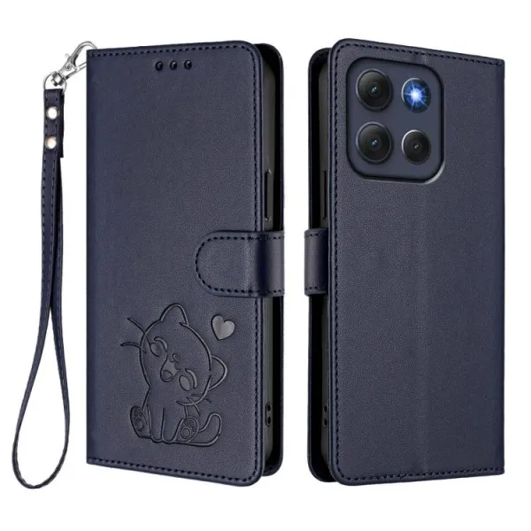 ART CAT Peňaženkový obal s remienkom pre Motorola Moto G86 Power 5G tmavomodrý