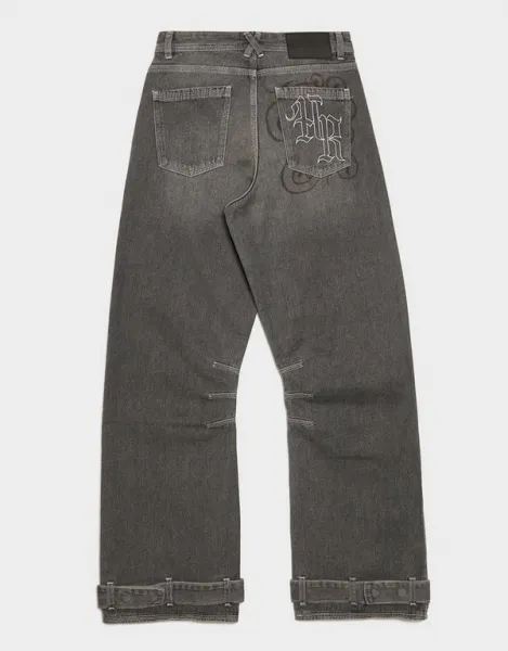 Hoodrich Nohavice  Wide Leg Jeans Onyx