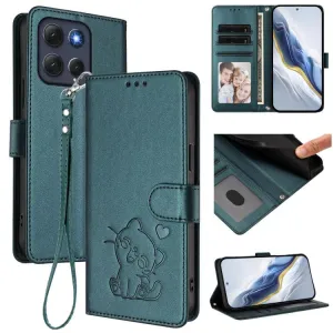 ART CAT Peňaženkový obal s remienkom pre Motorola Moto G86 Power 5G tmavozelený