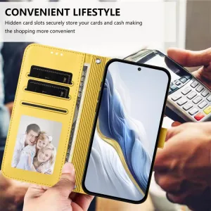 ART CAT Peňaženkový obal s remienkom pre Motorola Moto G86 Power 5G žltý