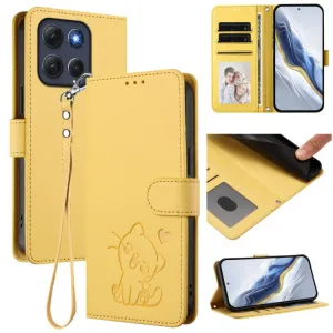 ART CAT Peňaženkový obal s remienkom pre Motorola Moto G86 Power 5G žltý