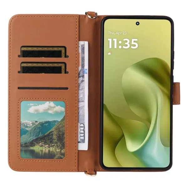 PRESTIGE Peňaženkové puzdro pre Motorola Moto G86 Power 5G hnedé
