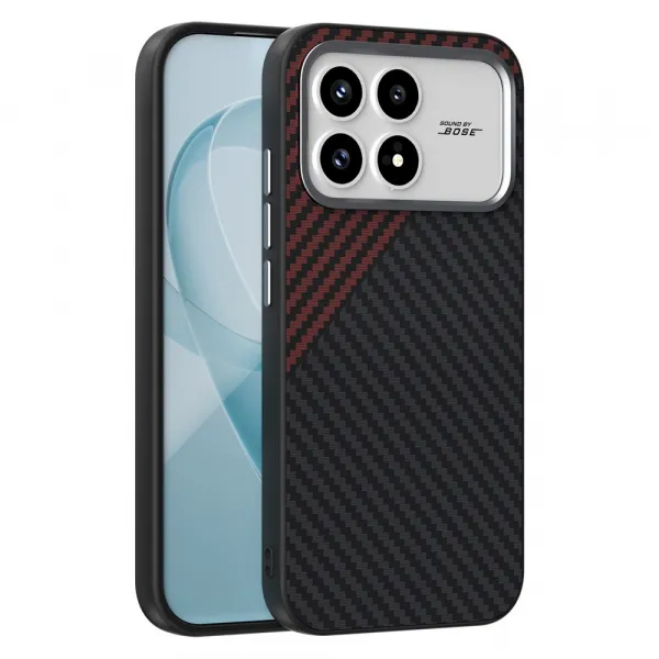 ABEEL C CARBON Ochranný kryt pre POCO F8 Pro BLACK-RED