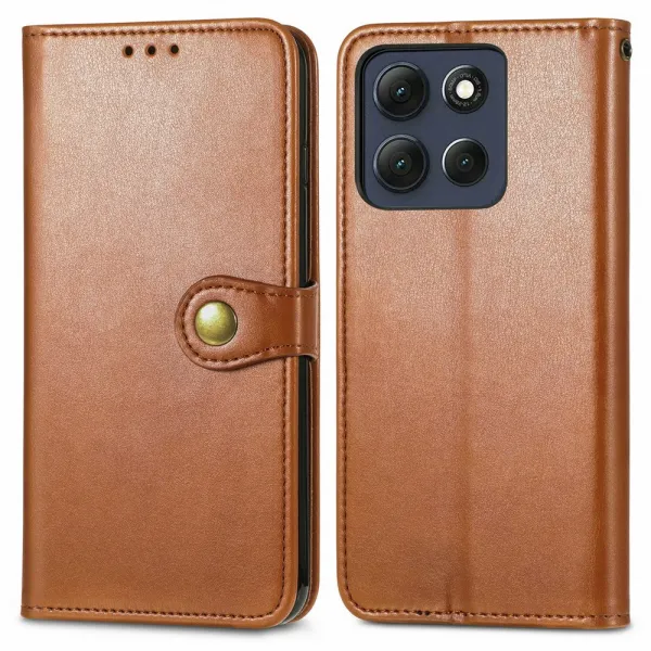 LEATHER BUCKLE Peňaženkový obal pre Motorola Moto G86 Power 5G hnedý