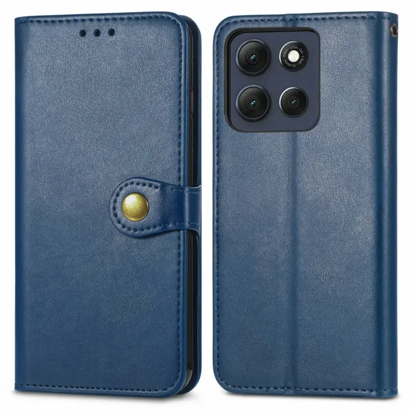 LEATHER BUCKLE Peňaženkový obal pre Motorola Moto G86 Power 5G modrý