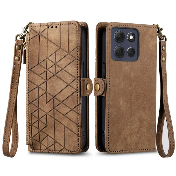 GEOM Peňaženkové puzdro pre Motorola Moto G86 Power 5G hnedé