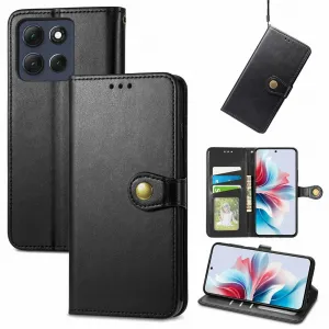 LEATHER BUCKLE Peňaženkový obal pre Motorola Moto G86 Power 5G čierny