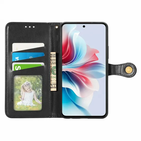 LEATHER BUCKLE Peňaženkový obal pre Motorola Moto G86 Power 5G čierny