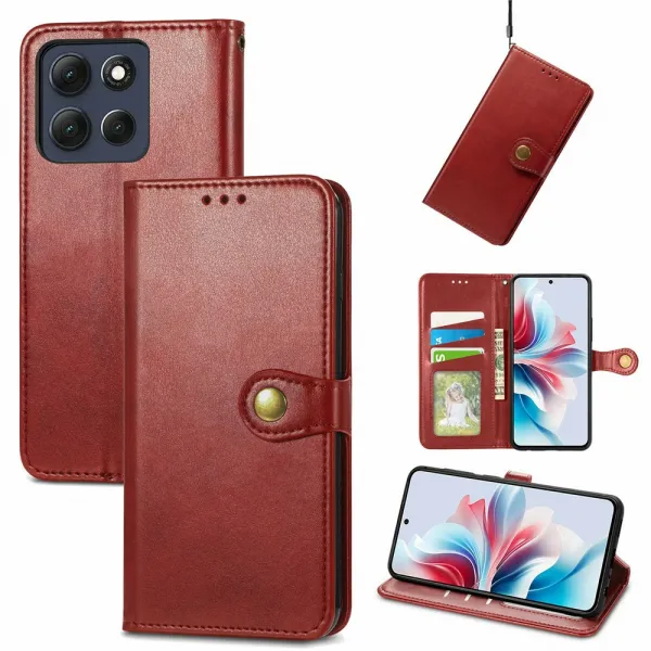 LEATHER BUCKLE Peňaženkový obal pre Motorola Moto G86 Power 5G červený