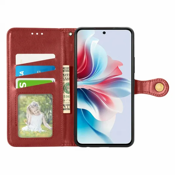 LEATHER BUCKLE Peňaženkový obal pre Motorola Moto G86 Power 5G červený