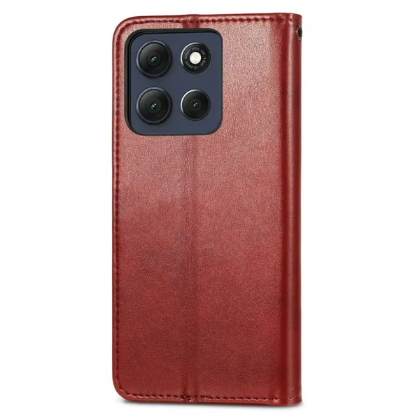 LEATHER BUCKLE Peňaženkový obal pre Motorola Moto G86 Power 5G červený
