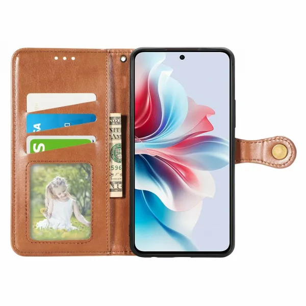 LEATHER BUCKLE Peňaženkový obal pre Motorola Moto G86 Power 5G hnedý
