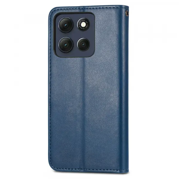 LEATHER BUCKLE Peňaženkový obal pre Motorola Moto G86 Power 5G modrý