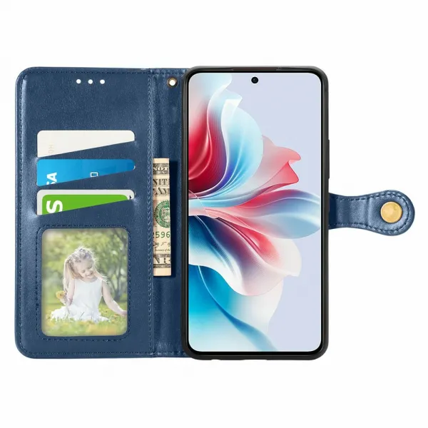 LEATHER BUCKLE Peňaženkový obal pre Motorola Moto G86 Power 5G modrý